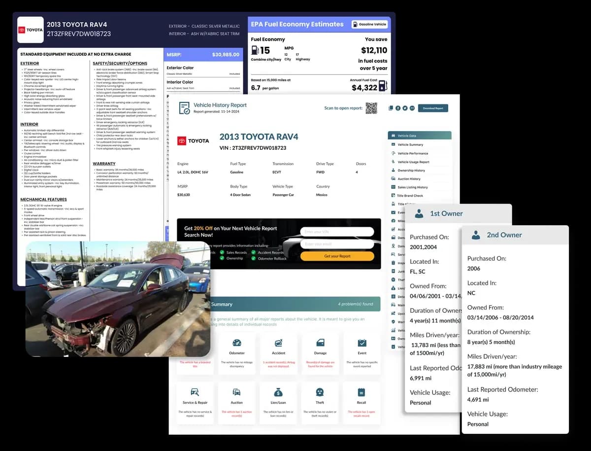 Get Instant VIN Check Reports & Window Stickers