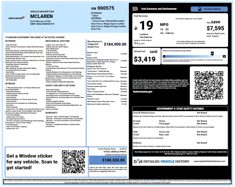 How to get a Vehicle’s original window sticker by VIN