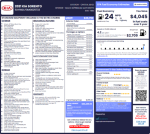 Kia Window Sticker by VIN | Get Original Build Sheet & MSRP