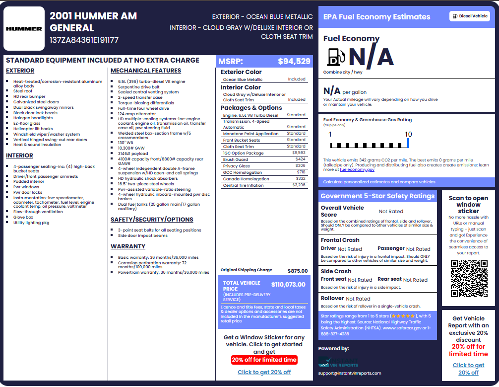 hummer window sticker