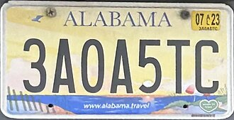 Alabama License Plate